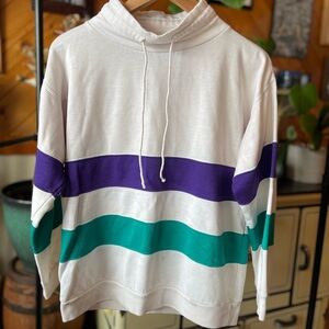 Vintage Purple & Teal Stripe Pullover Sweatshirt
